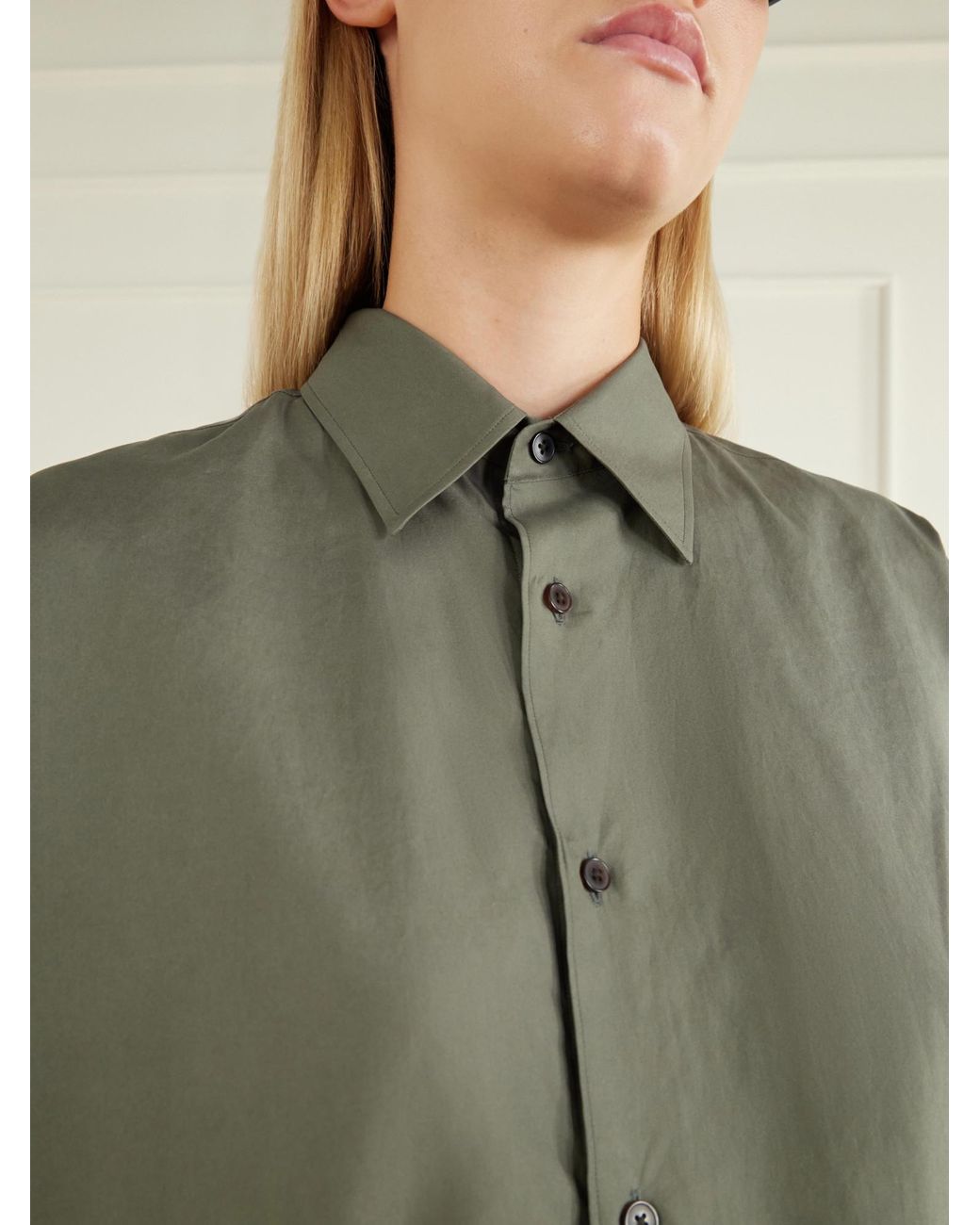 Auralee Green Long-Sleeved Shirt