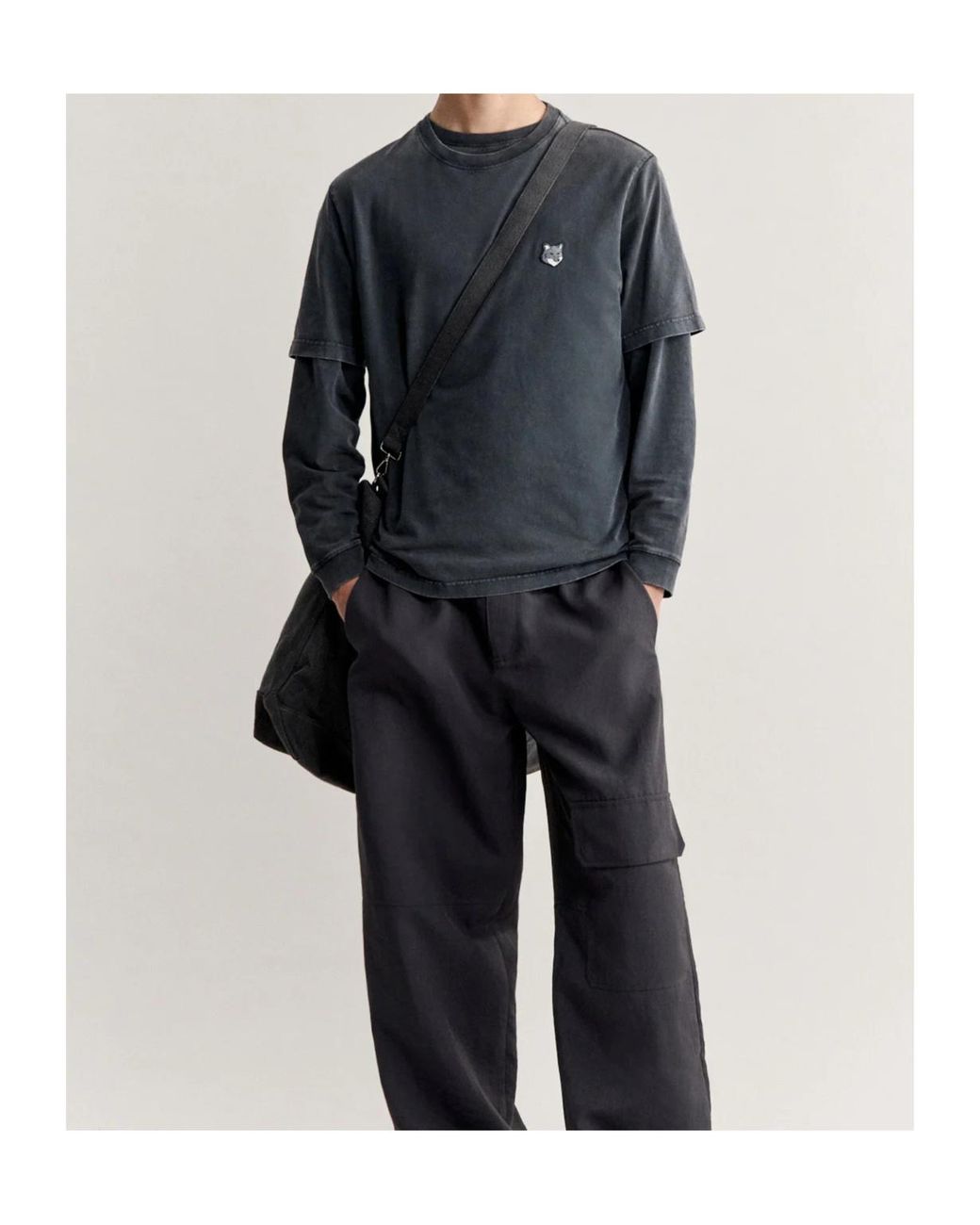 Maison Kitsuné Black Maison Kitsuné Fox Patch T-Shirt for men