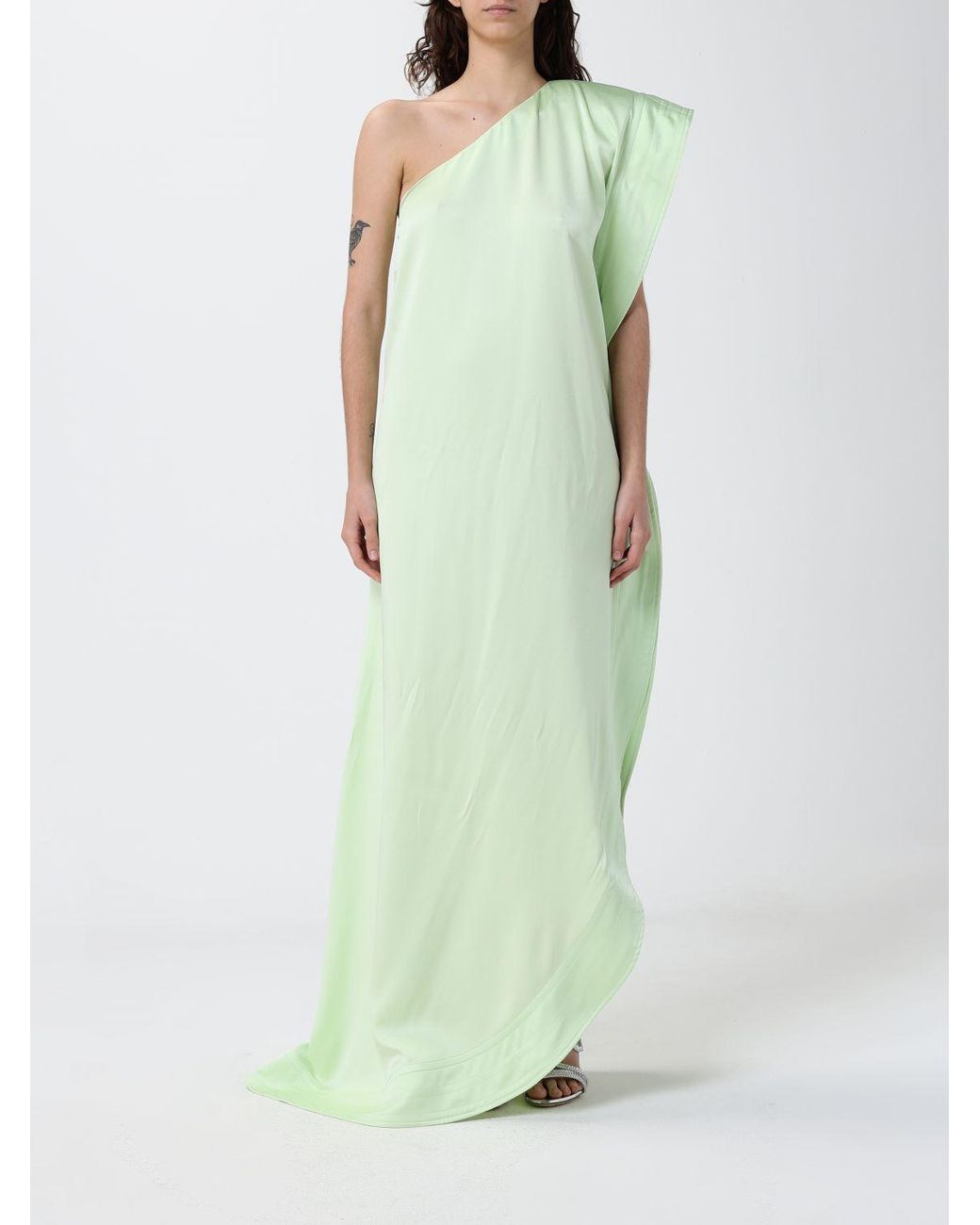 Stella McCartney Green One-Shoulder Asymmetric Maxi Dress