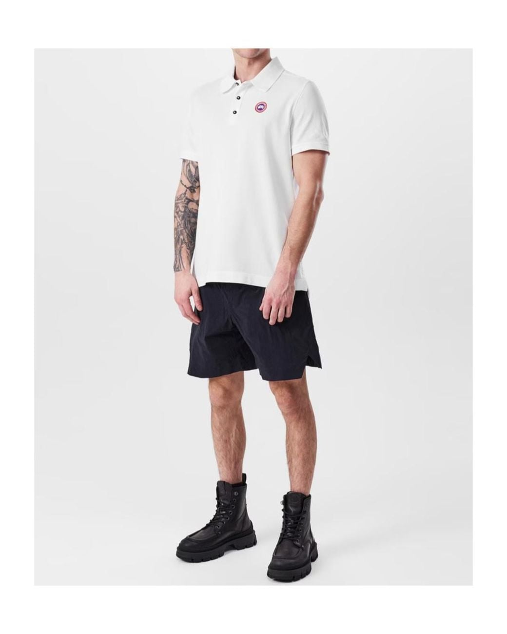 Canada Goose White Logo Crew Neck Polo Shirt for men