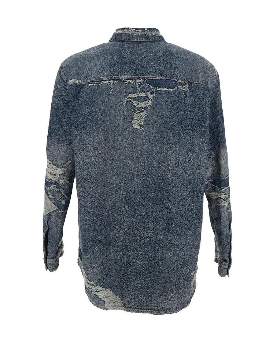 DIESEL Blue Distressed Denim Shirt for men