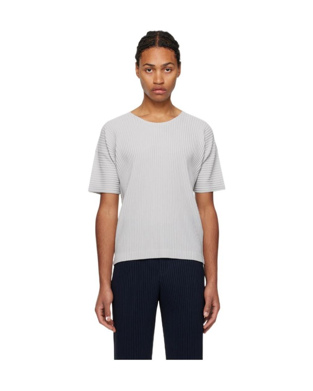 Homme Plissé Issey Miyake Blue Color Pleats Pleated T-Shirt for men