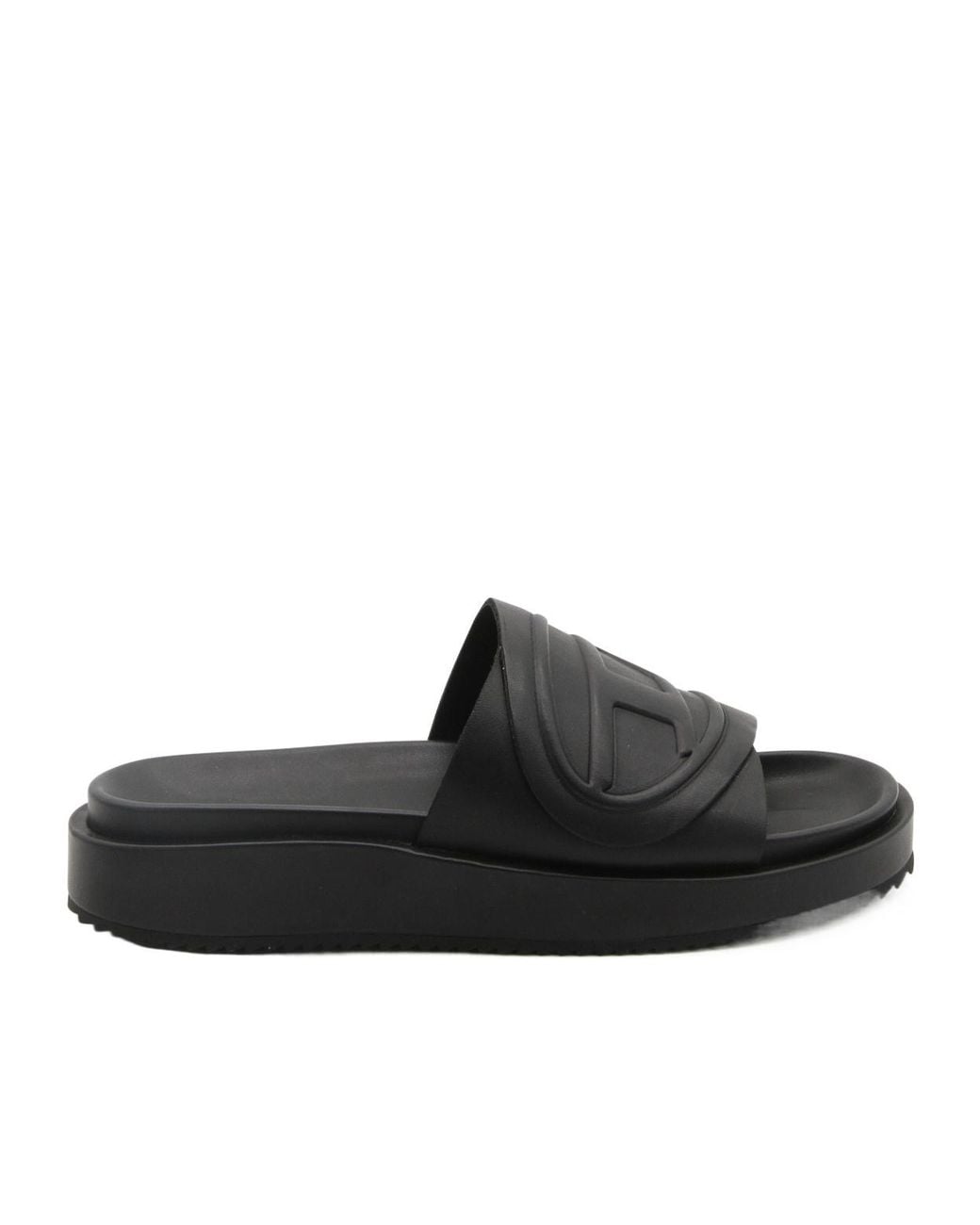 DIESEL Black Sa-Slide D Oval W Logo Embossed Slides for men