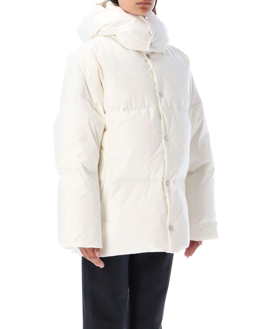 Bottega Veneta White Frosted Poplin Puffer Jacket