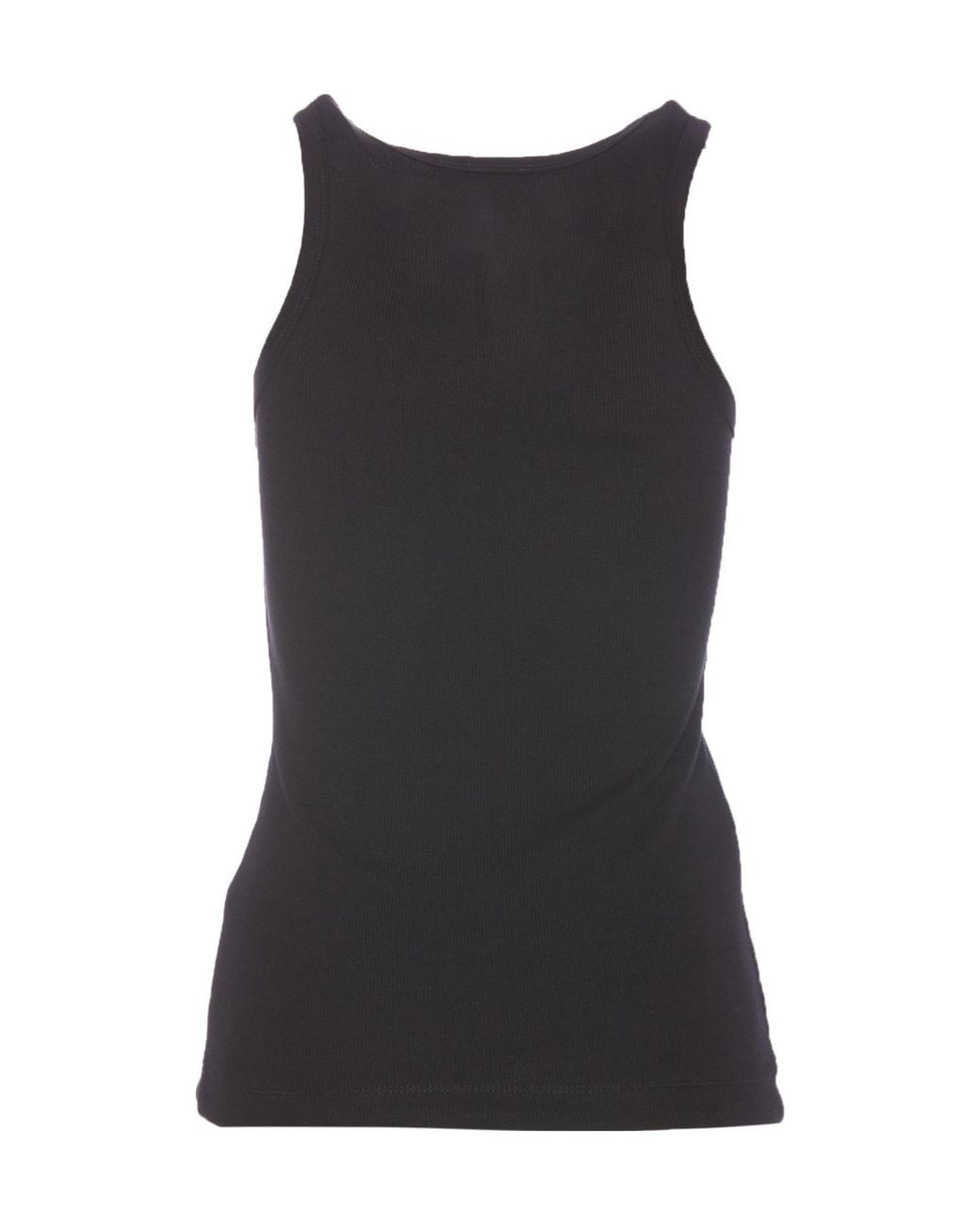 Pinko Black Logo Detailed Ribbed Tank Top