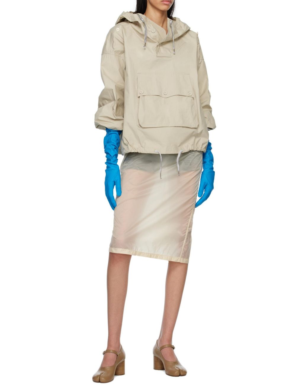 Maison Margiela Natural Drawstring Hooded Performance Jacket for men