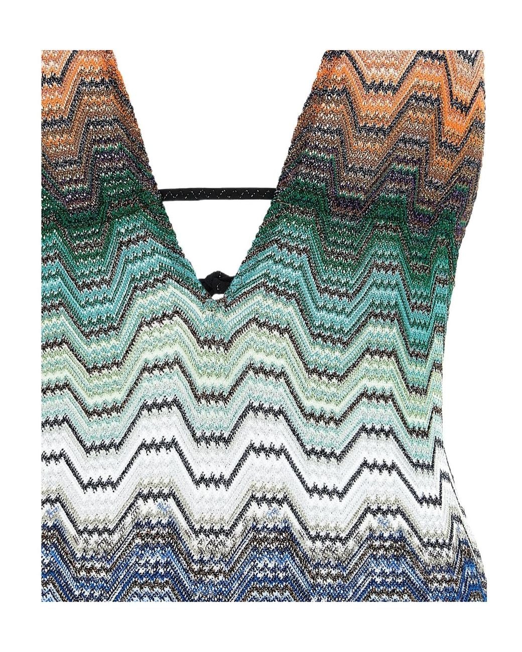 Missoni Blue Chevron Halterneck Swimsuit