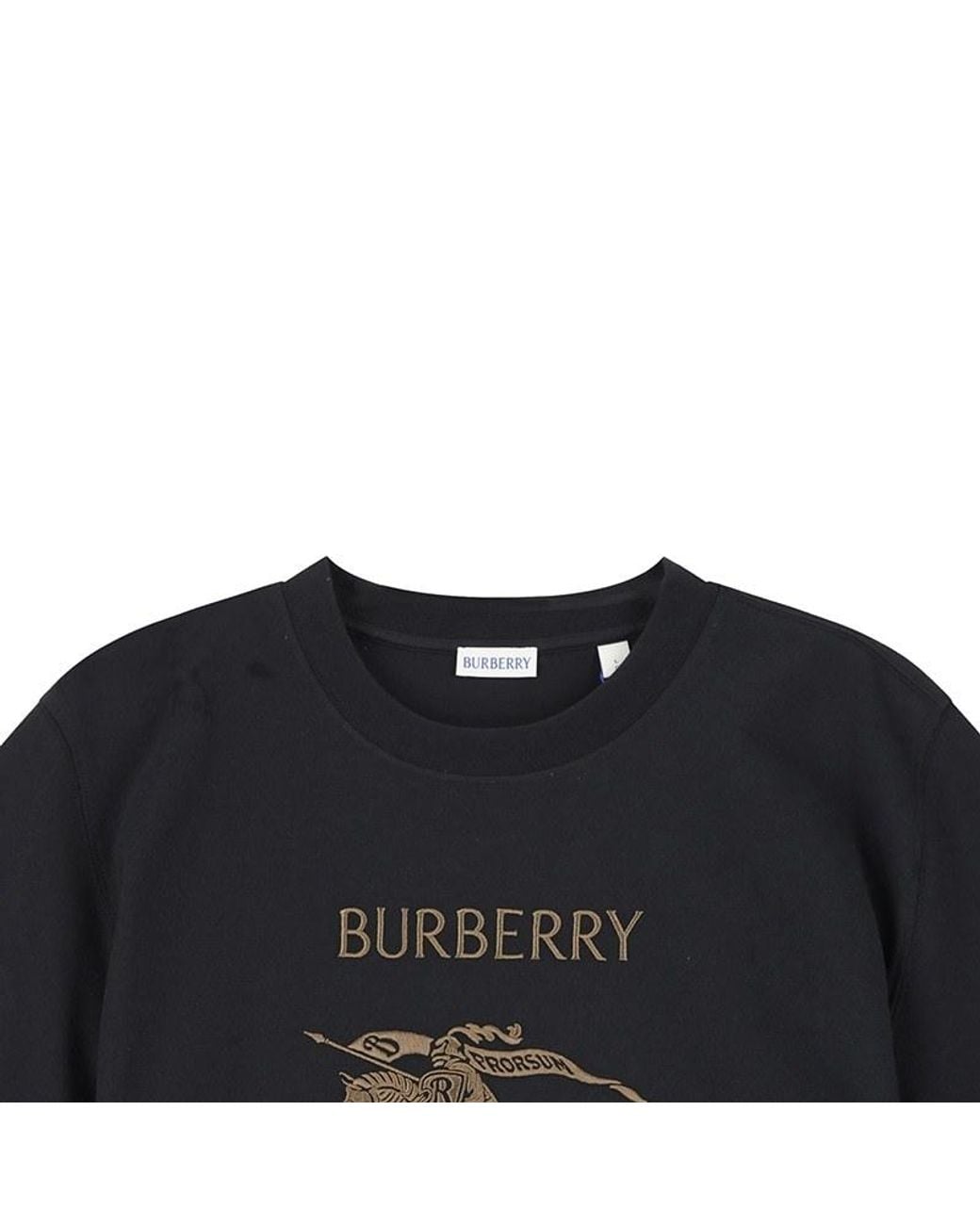 Burberry Black T-Shirt With Embroidered Logo for men