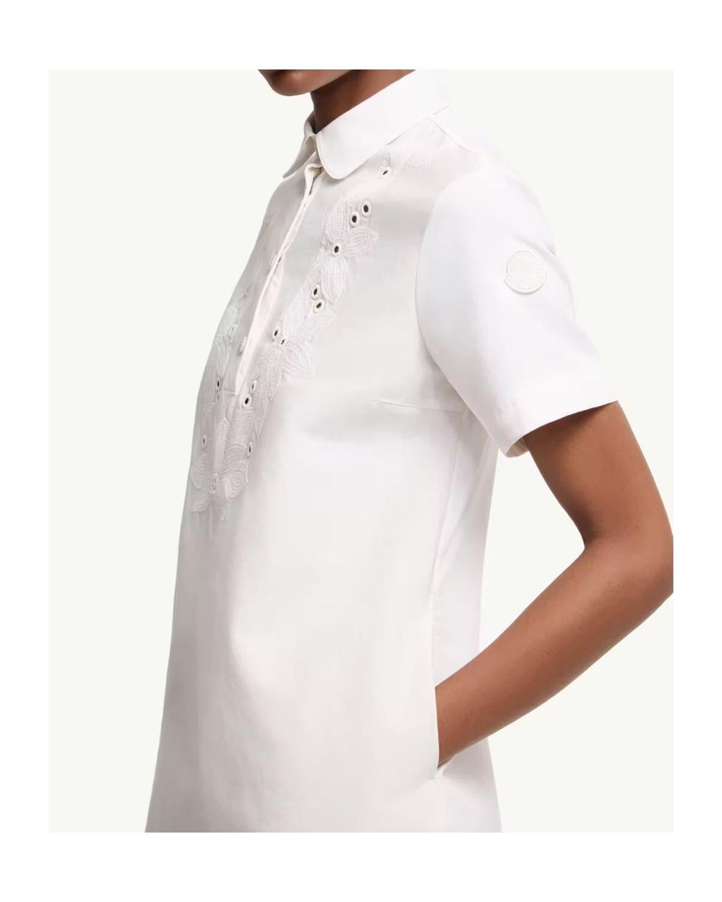 Moncler White Embroidered Shirt Dress