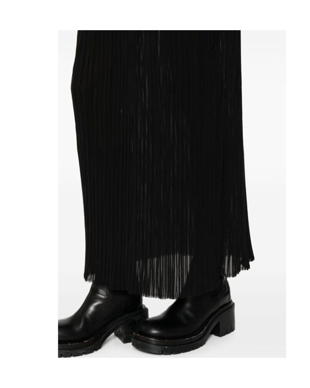 MM6 by Maison Margiela Black Sheer Plissè Long Skirt