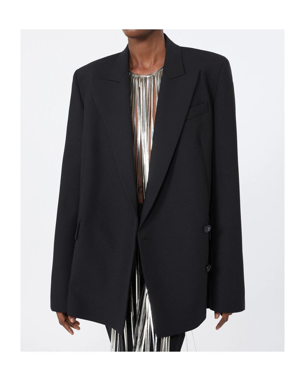 Sportmax Black Technical Wool Tailored Blazer