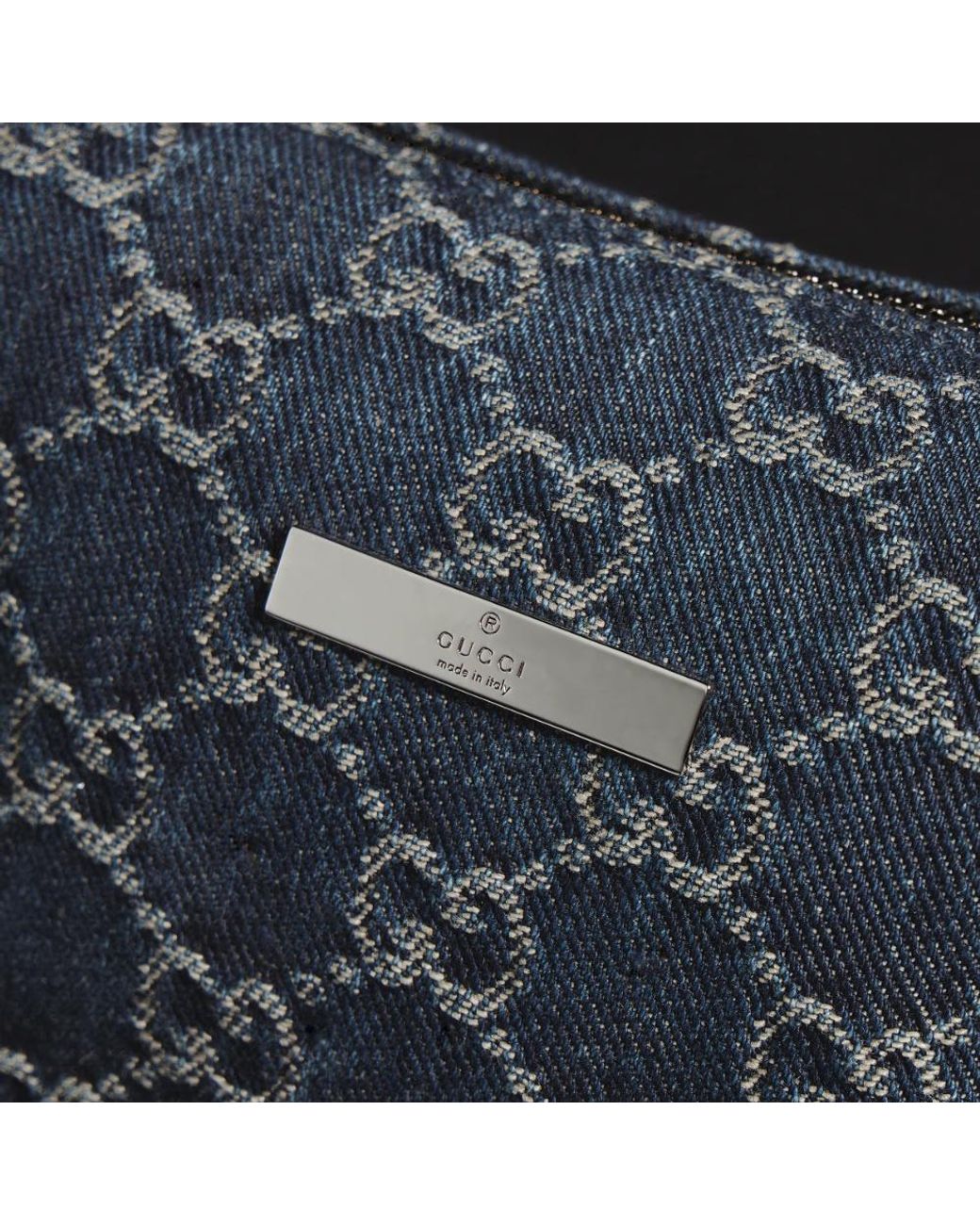 Gucci Blue Medium Cosmetic Case With Plaque