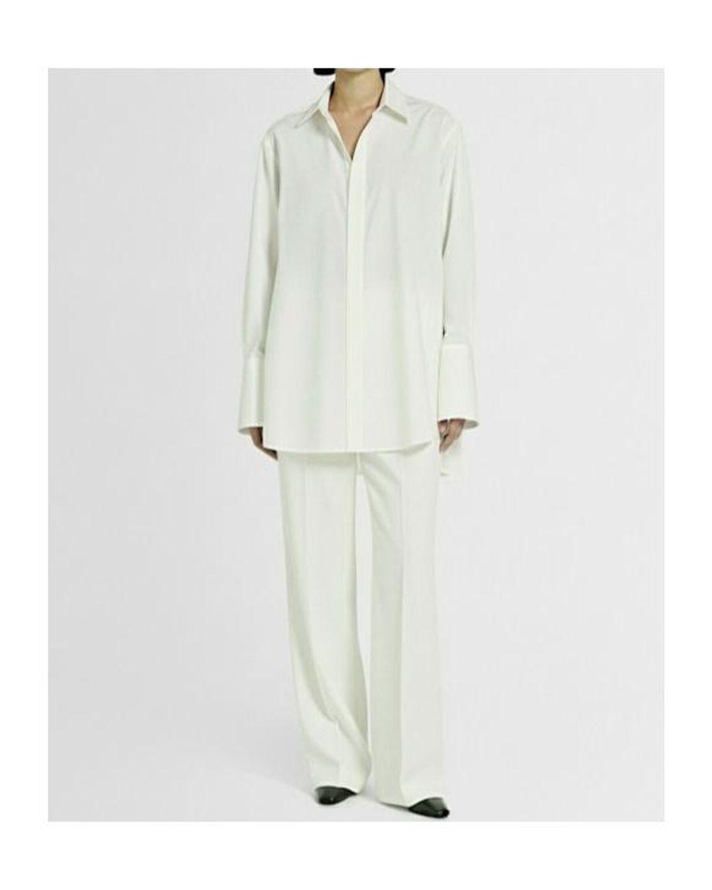 The Row White Ment Cotton Long Shirt