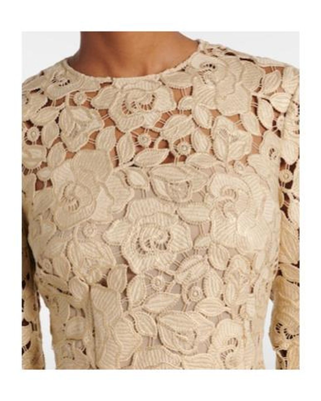 Oscar de la Renta Natural Floral Lace Gown