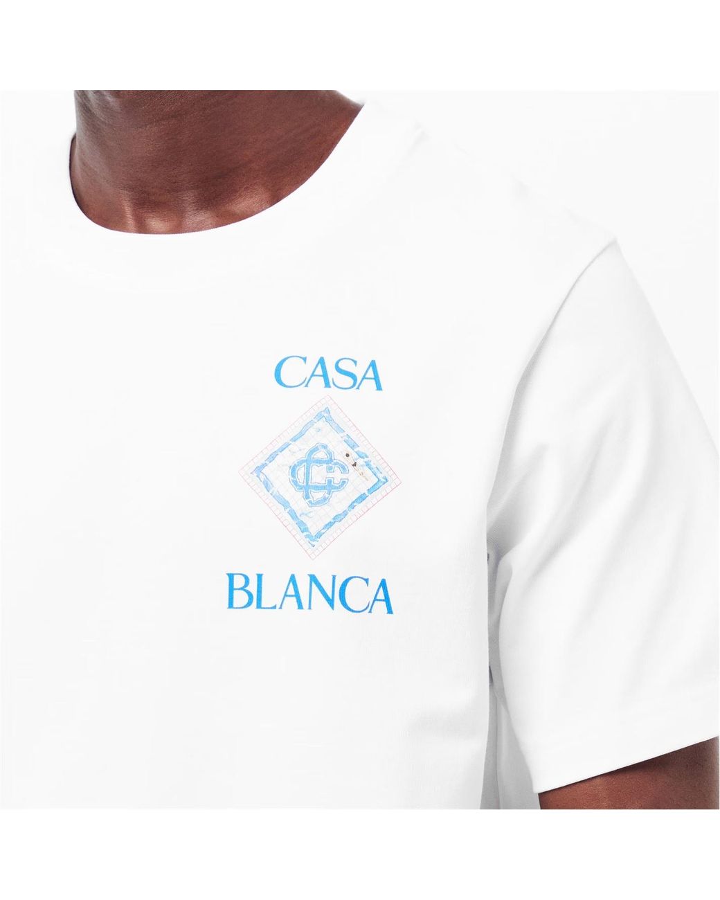 Casablanca White Logo Crew Neck T-Shirt for men