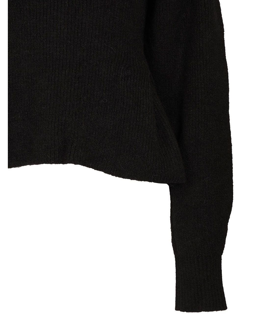 ROTATE BIRGER CHRISTENSEN Black Ruffle Peplum Knitted Sweater