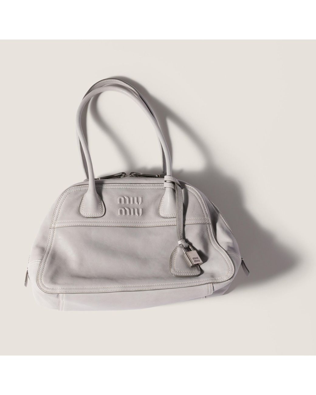 Miu Miu Gray Vivant Nappa Leather Bag