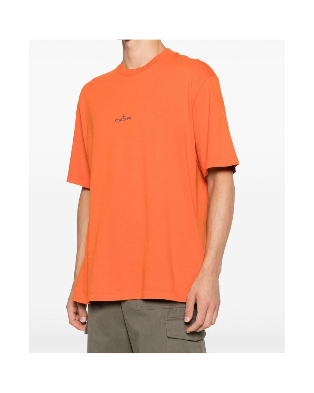 Stone Island Orange Short-Sleeved T-Shirt for men