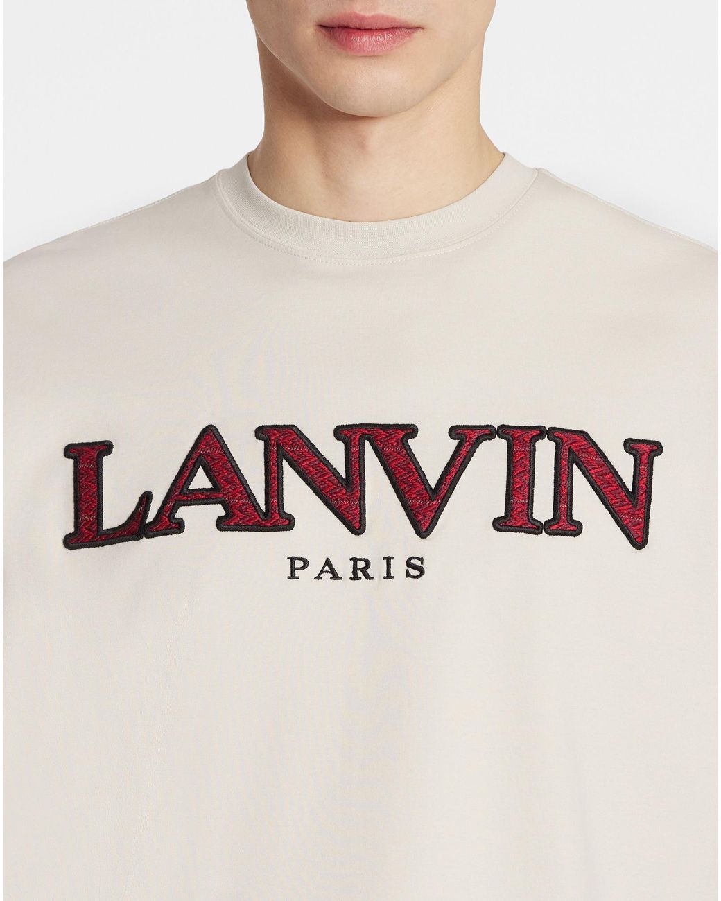 Lanvin White T-Shirt With Round Neck And Short Sleeves for men