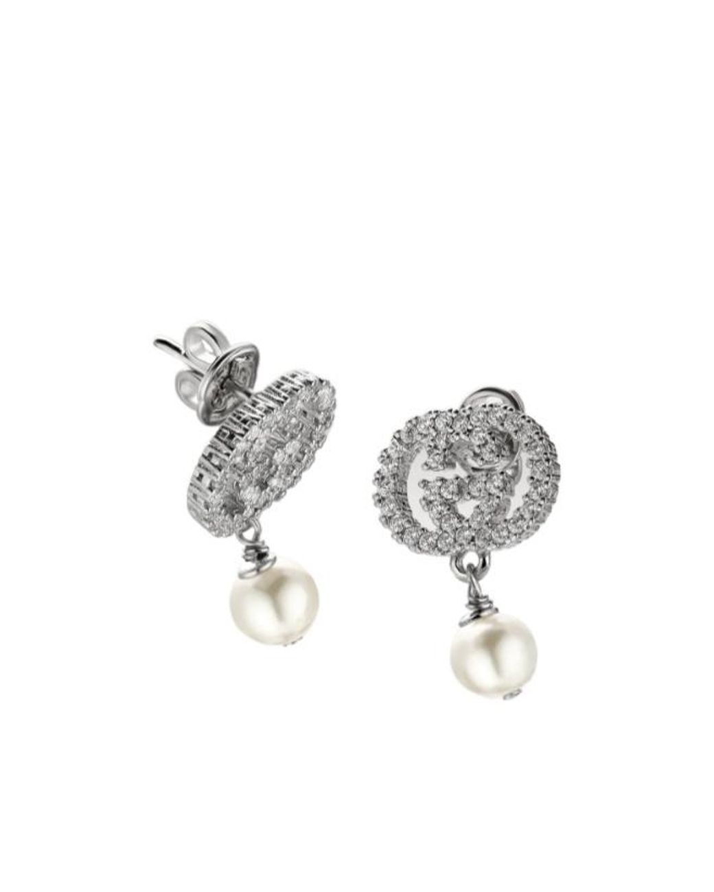 Gucci White Embellished Earrings