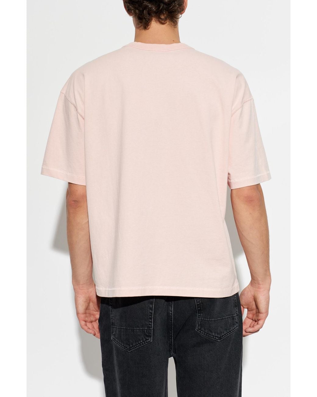 AllSaints Pink Logo Printed Crewneck T-Shirt for men