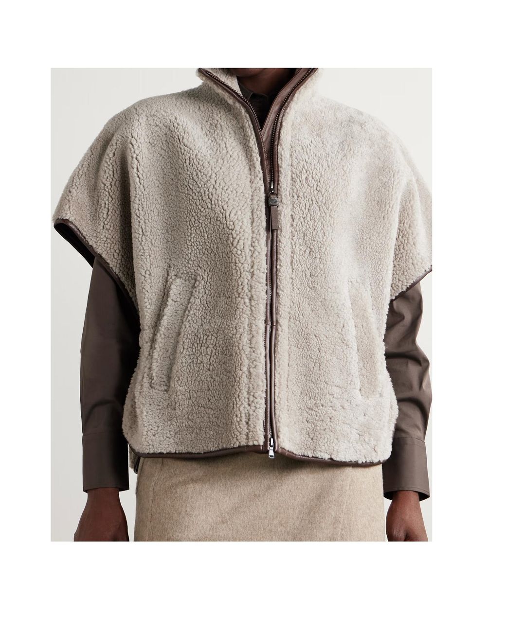 Brunello Cucinelli Gray Zipped High Neck Jacket