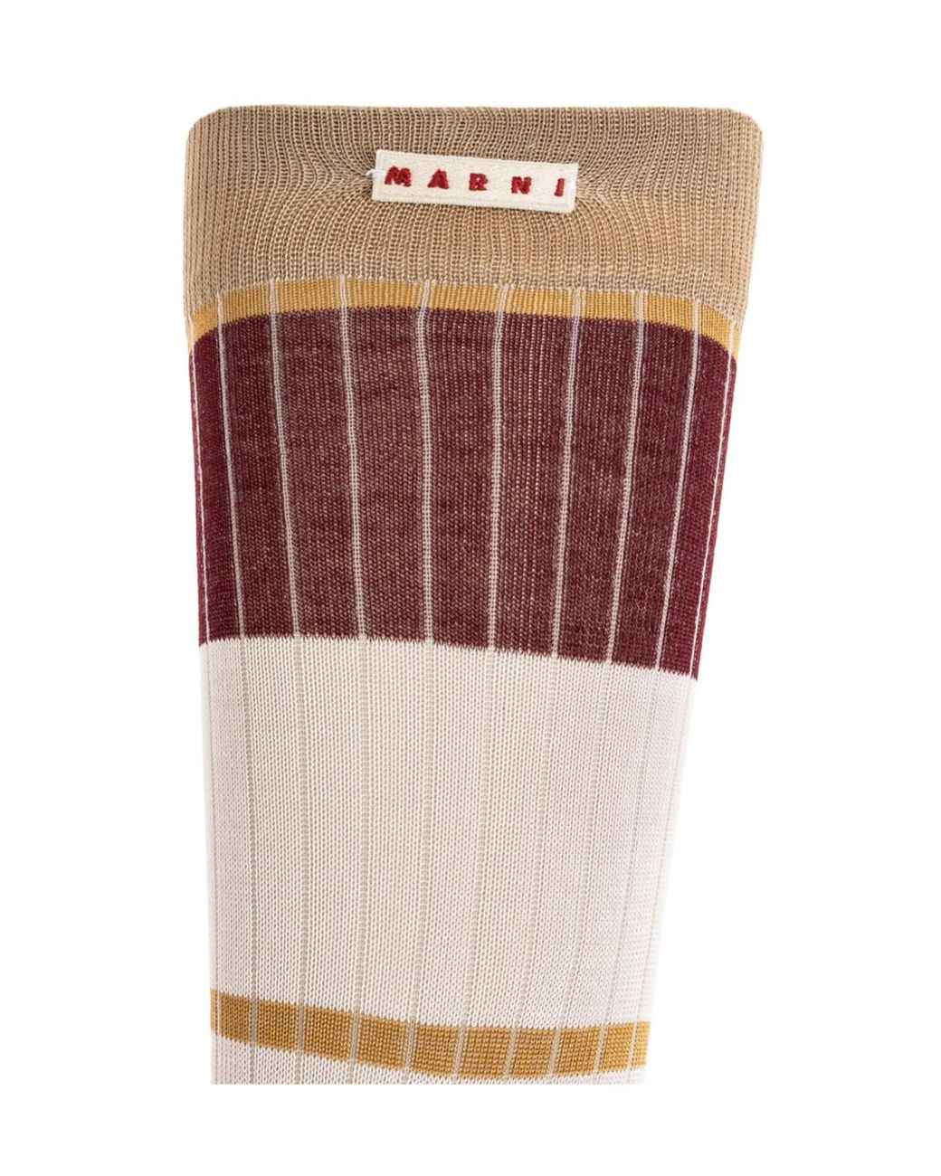 Marni Pink Stripe Pattern Logo Socks