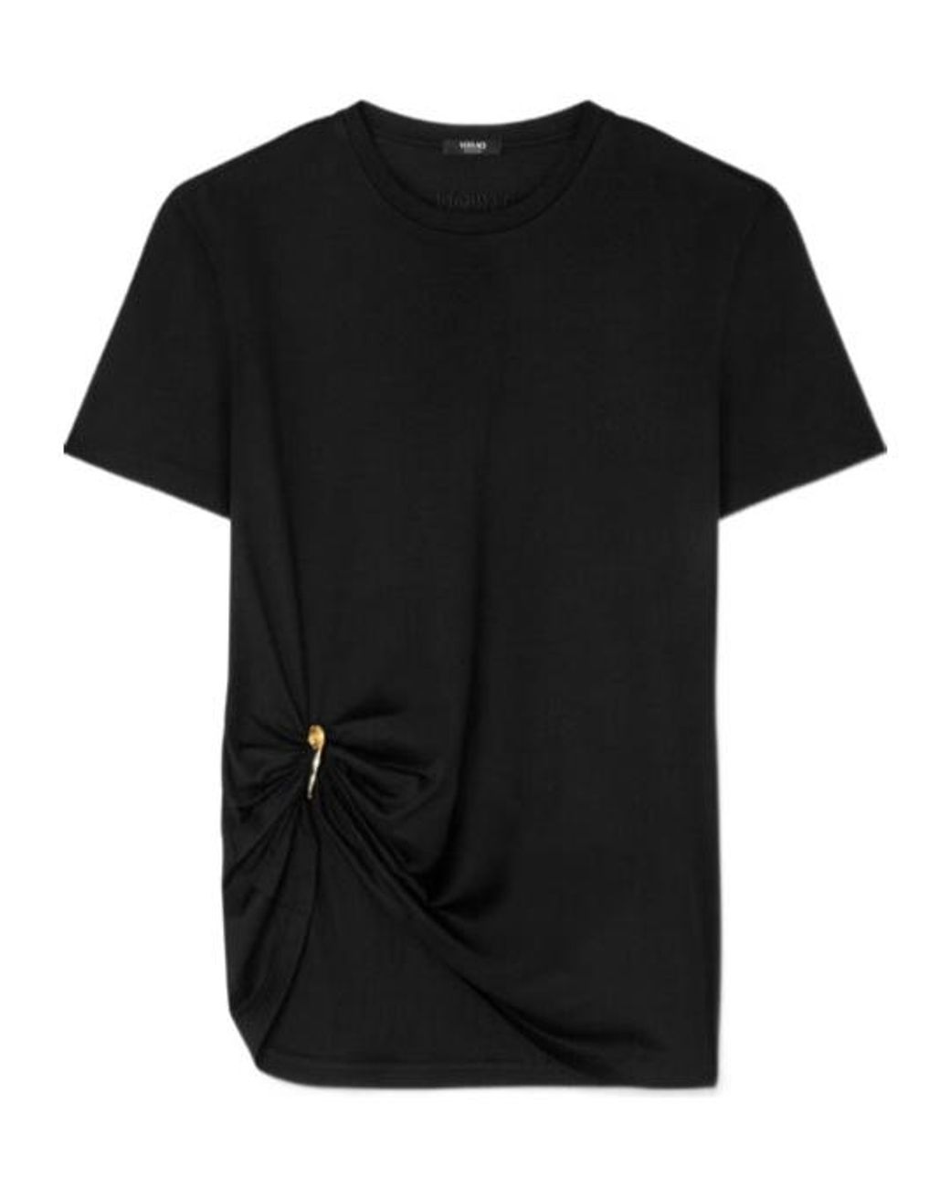Versace Black Safety Pin Detailed Short-Sleeved Top