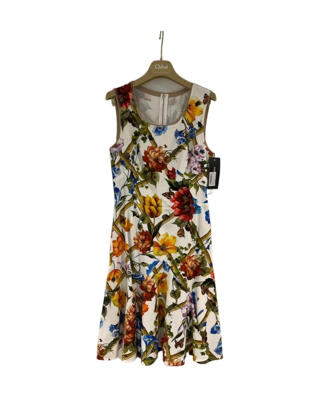 Dolce & Gabbana White Printed Sleeveless Dress