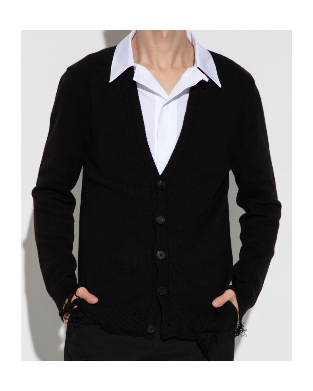 Givenchy Black Logo Embroidered V-Neck Buttoned Cardigan for men
