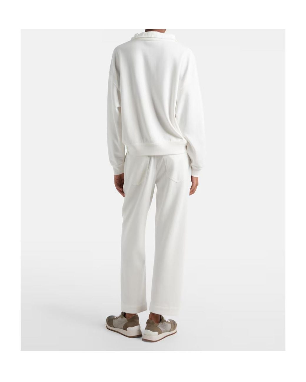 Brunello Cucinelli White Cotton-Blend Tapered Pants