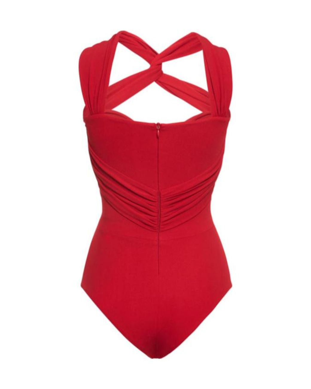 Magda Butrym Red Jersey Cutout Flower Bodysuitfr