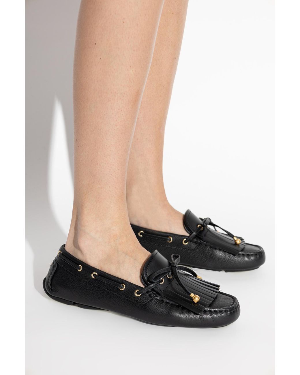 Jimmy Choo Black Bow Detailed Flat Loafers