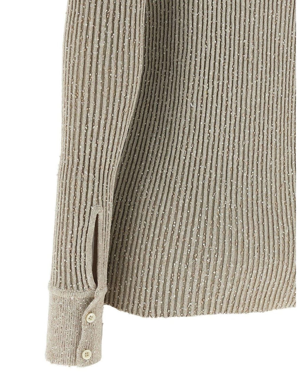 Magda Butrym Gray Marled Collared Jumper