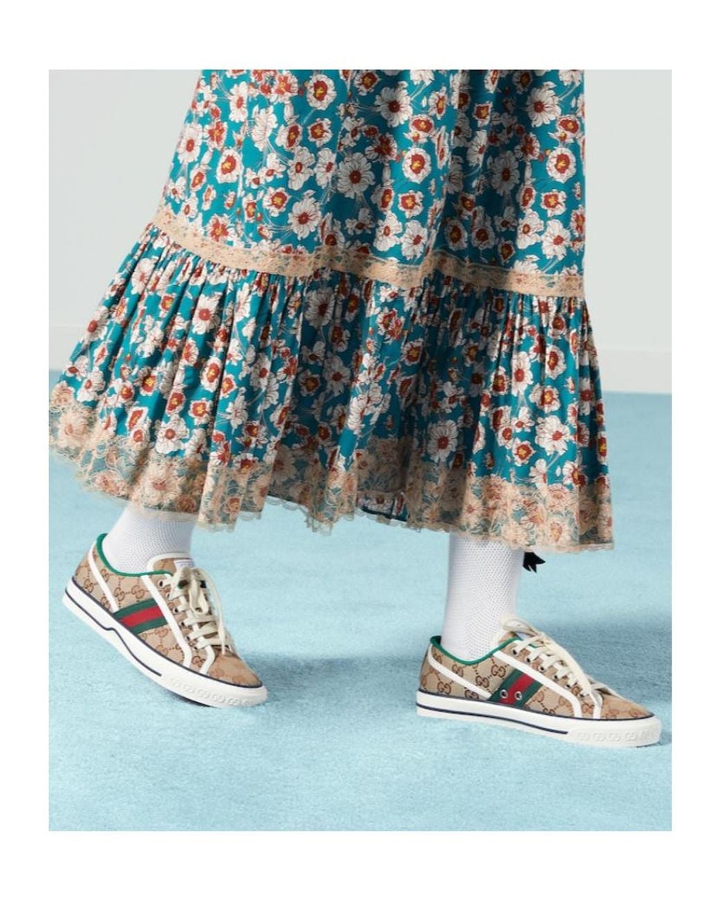 Gucci White Gg Tennis 1977 Low-Up Sneakers