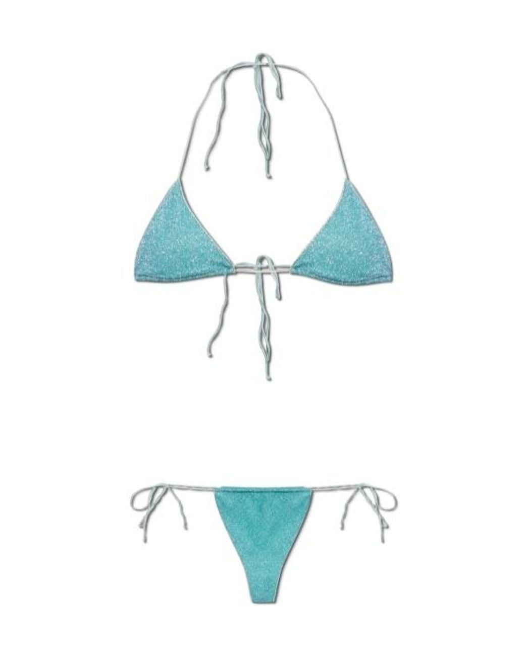 Oseree Blue Oséree Lurex Triangle Bikini Set