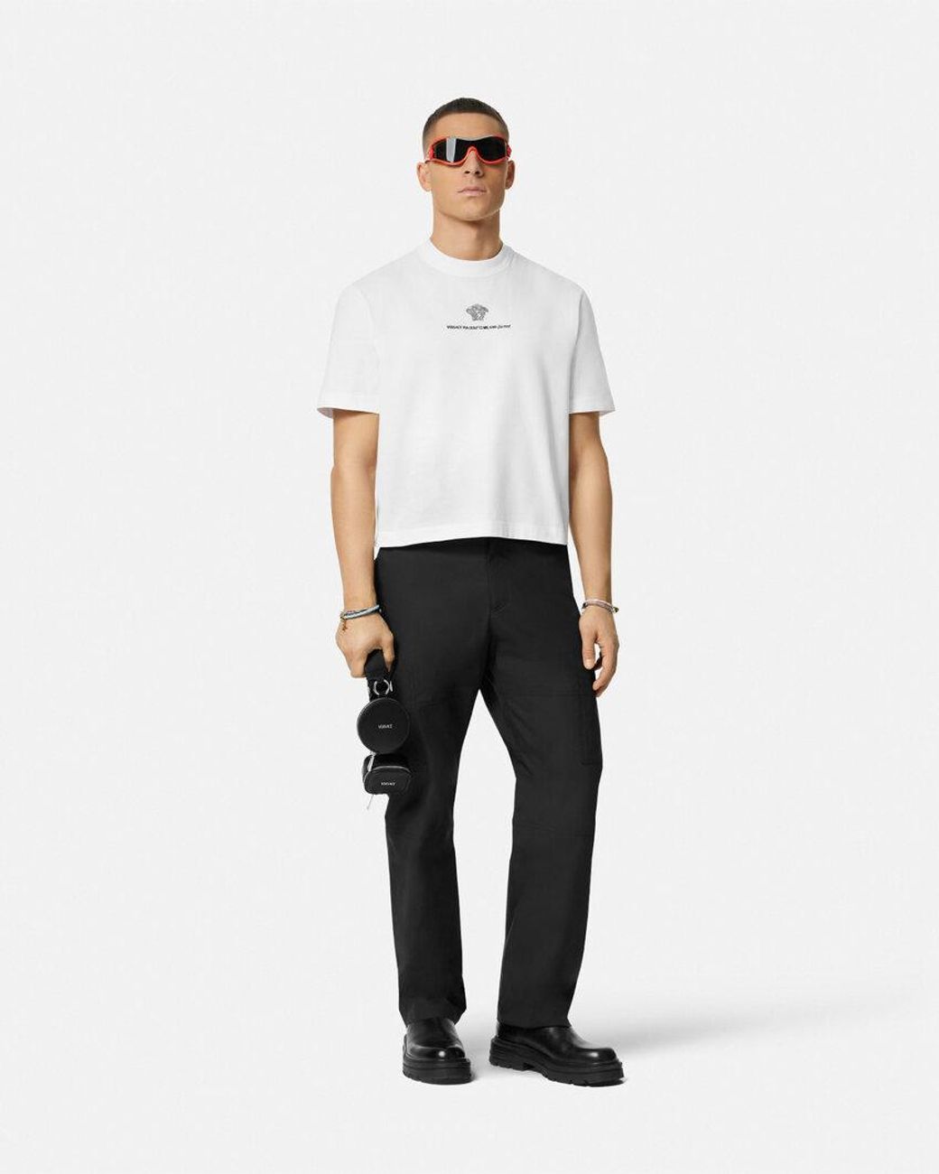 Versace White Medusa Milano Embroidered Crewneck T-Shirt for men