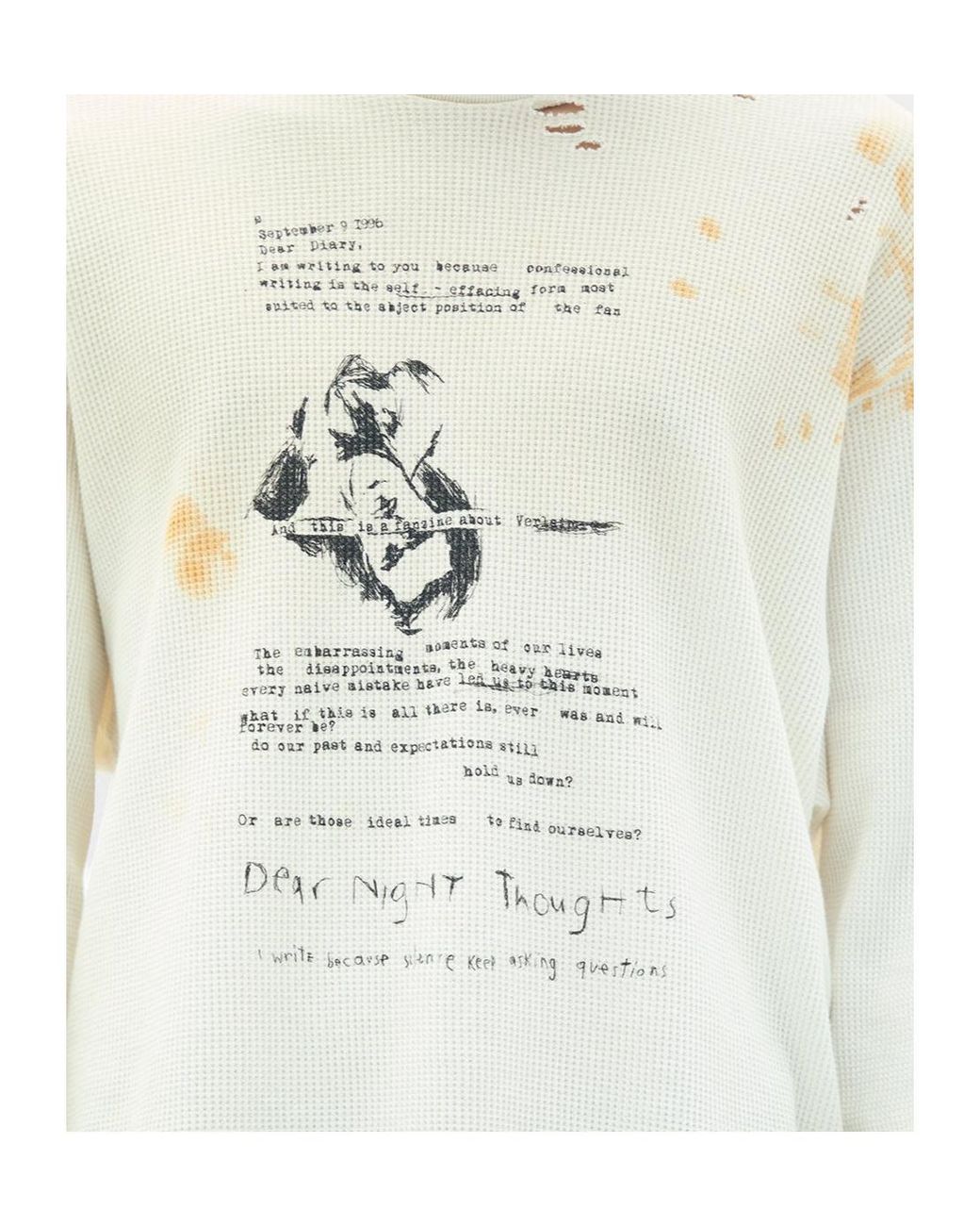Ann Demeulemeester White Emil Dear Diary Long-Sleeve T-Shirt for men