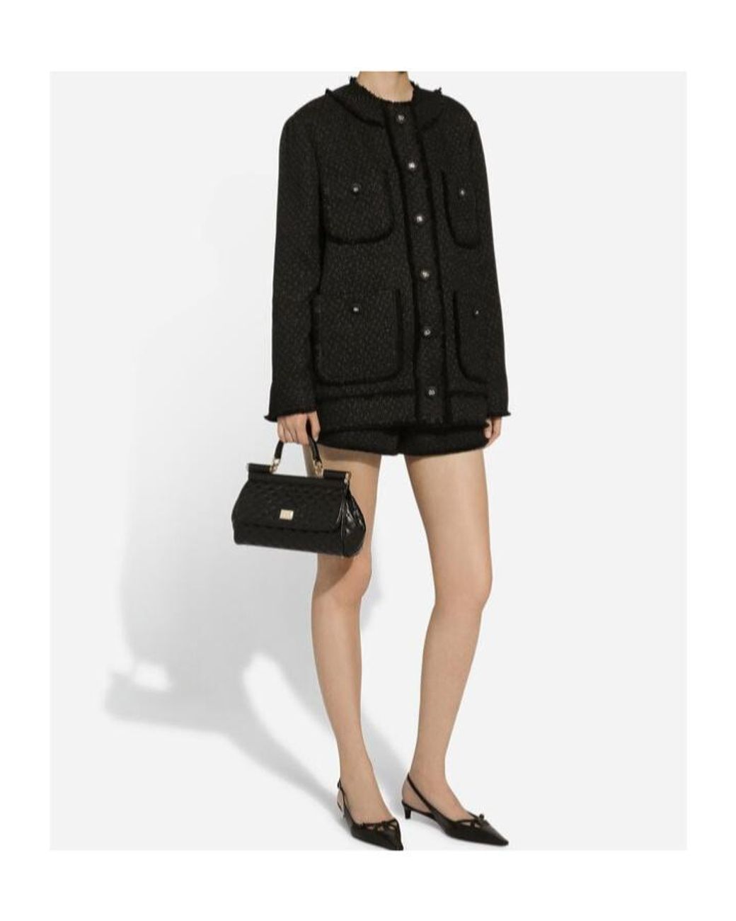 Dolce & Gabbana Black Single-Breasted Raschel Tweed Jacket