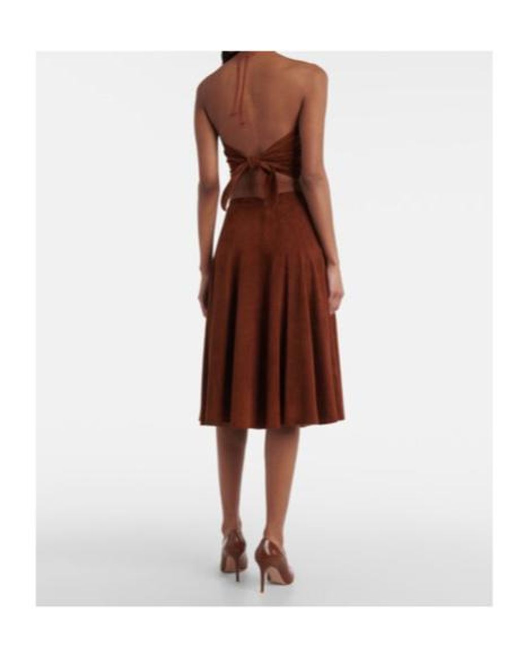 Stouls Brown Sabrina Suede Midi Skirt