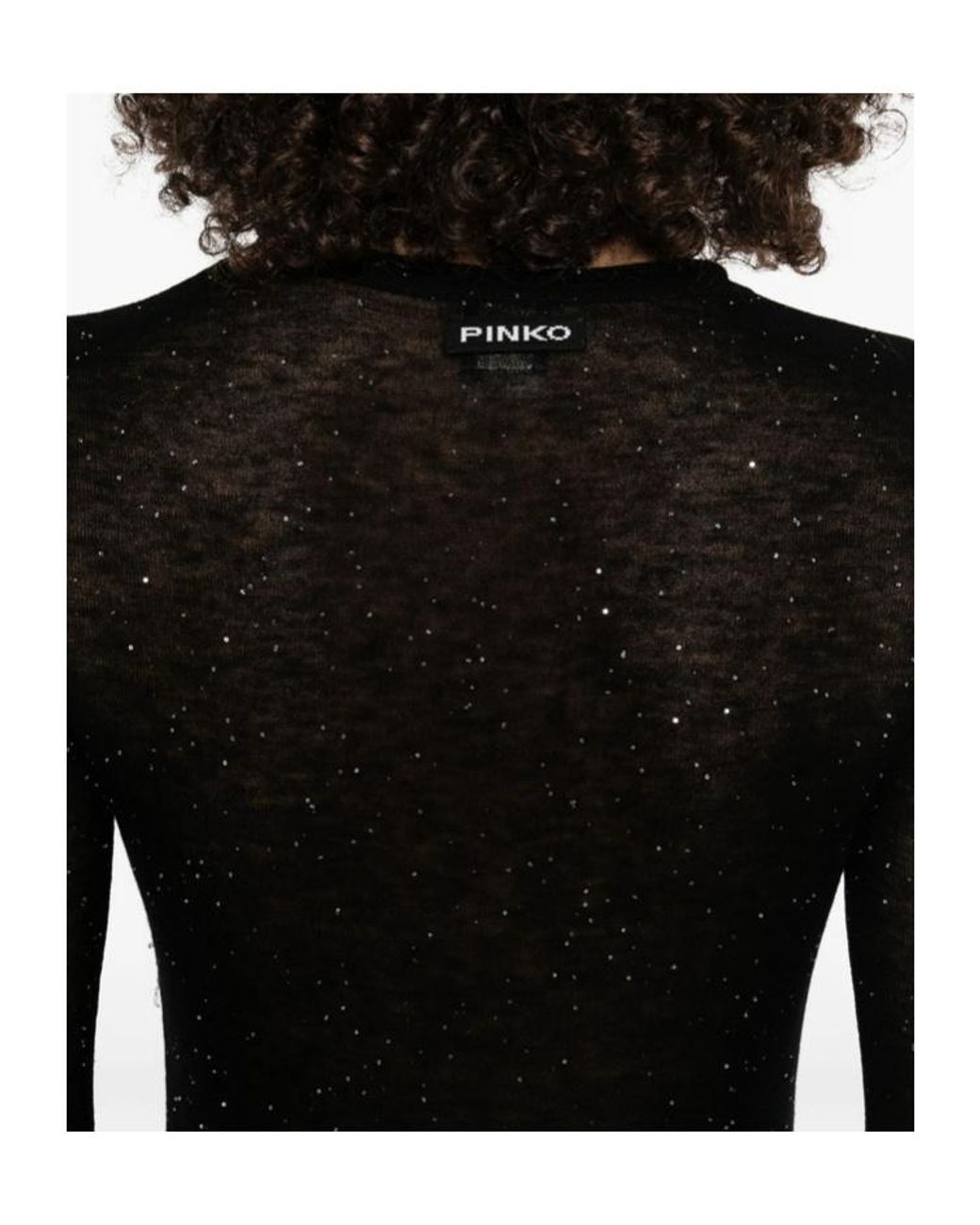 Pinko Black Long-Sleeved Knitted Sheer T-Shirt