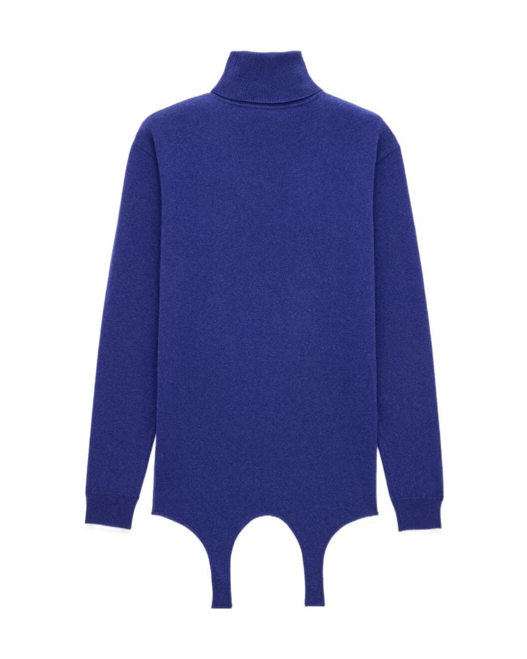 Saint Laurent Blue Turtleneck Garter Jumper