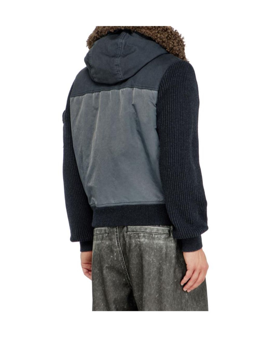 DIESEL Blue W Dells Panelled Hooded Jacket for men