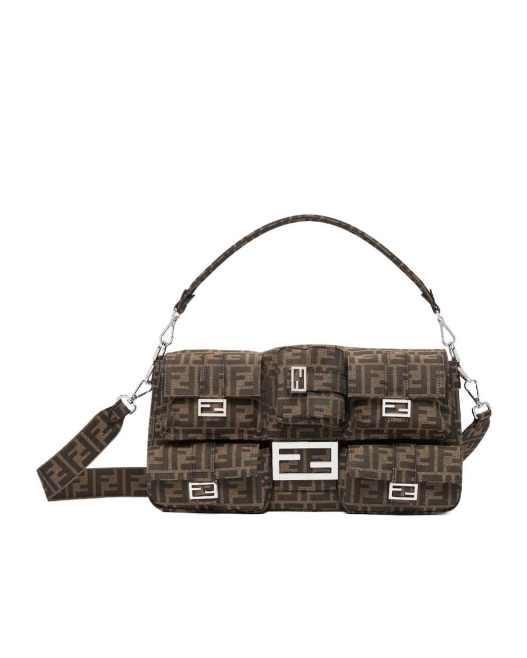 Fendi Metallic Maxi Multipocket Baguette Ff Jacquard Tote Bag for men