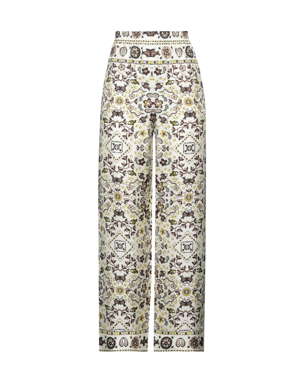 Tory Burch White Floral-Print Casual Trousers