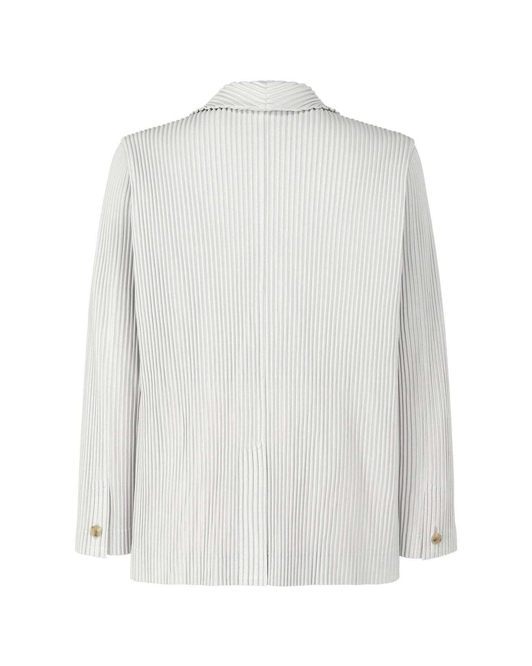 Homme Plissé Issey Miyake White Issey Miyake Single Breasted Pleated Blazer for men