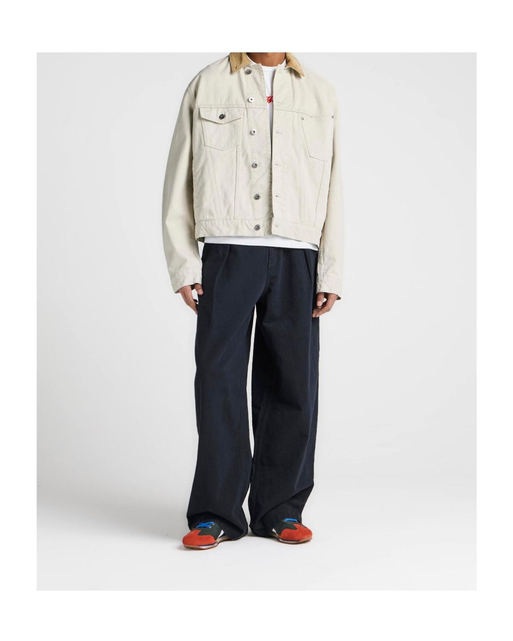 J.W. Anderson Natural Corduroy Collar Denim Jacket for men