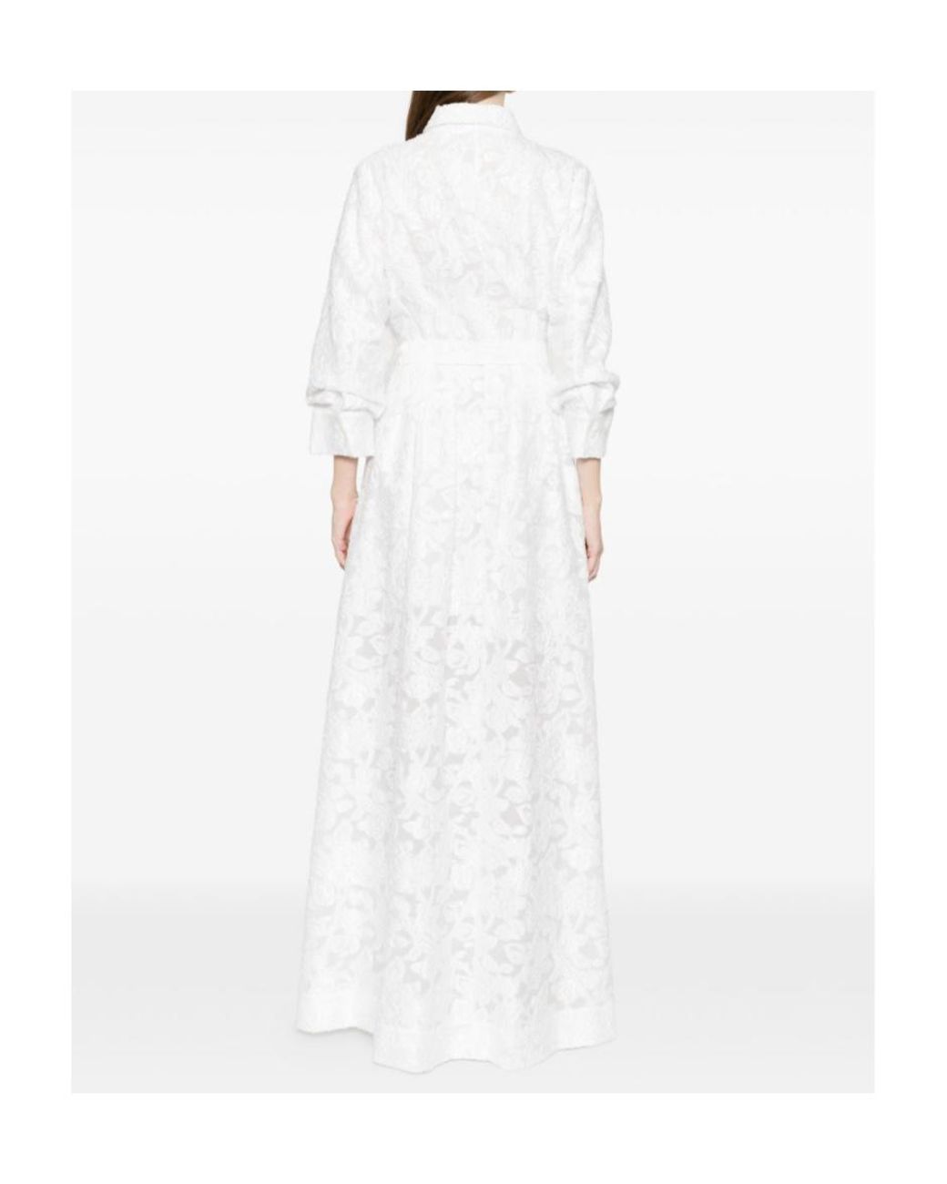 Jonathan Simkhai White Courtney Floral-Embellished Belt Long Dress