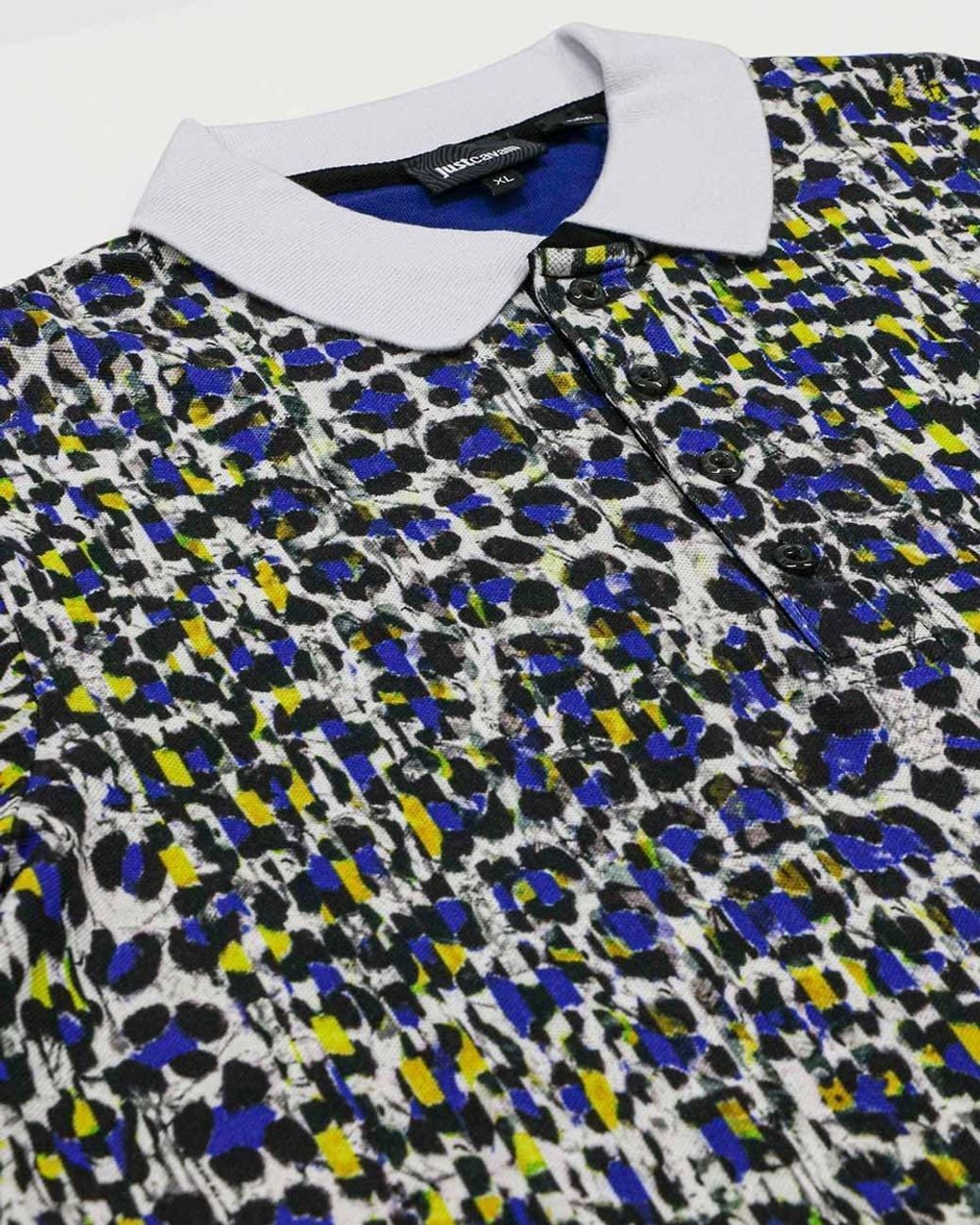 Just Cavalli Blue Printed Polo Shirt for men