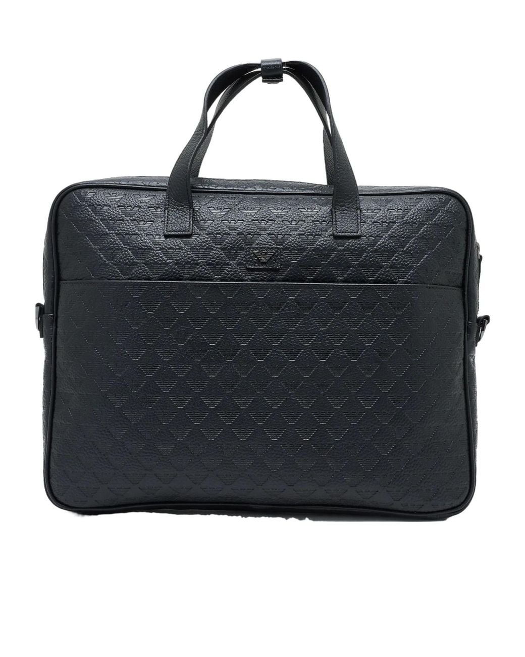 Emporio Armani Black Logo Debossed Briefcase for men